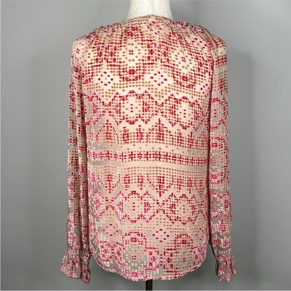 Sundance Red and Pink Textured Burnout Top - Picture 2 of 5